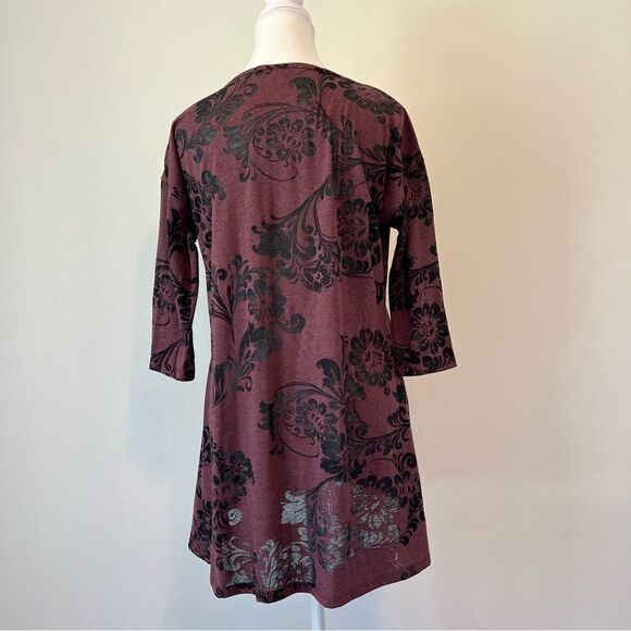 Peruvian Connection Floral Tunic Top Burnout Size Medium 3/4 Sleeve - Picture 4 of 7